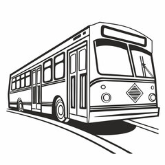 bus silhouette black and white minimalist design