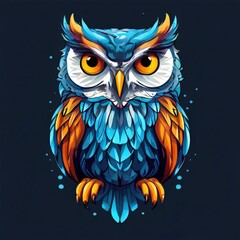an AI Image Generator, Colorful Abstract Owl Illustration with Vivid