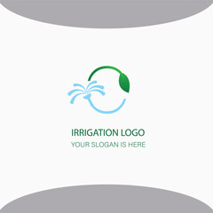 irrigation system logo creative flat simple design Sprinkler in a drop, irrigation services, logo design.  system parts and drip watering, vector design and illustration
