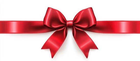 luxurious and elegant red satin bow with ribbons adorning a pristine white backdrop, perfect for gift embellishments, festive decorations, and celebratory designs, creating a sense of joy