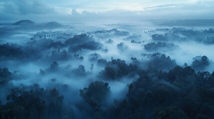 Naklejka premium Foggy Forest Landscape