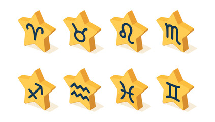 Astrology star symbols set – aries, taurus, leo, scorpio, sagittarius, aquarius, pisces, gemini