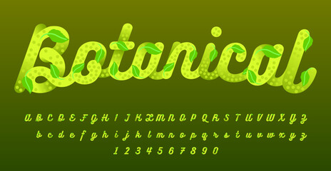 Elegant and nature-inspired font typography in a botanical green style, perfect for eco-friendly designs, botanical themes, and organic branding. This editable vector typography combines lush greenery