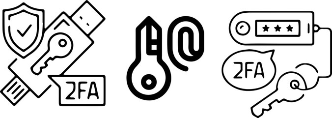 Authentication Icons Set – 2FA, MFA, and Secure Access Symbol Collection, vectors set.