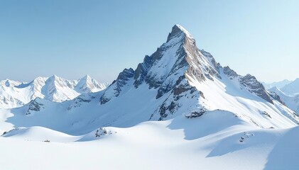 Fototapeta premium Snow-covered mountain peak, stark white landscape, monochrome, nature