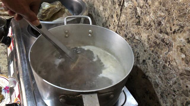 Placuna saddle oysters, also known as windowpane or capiz oysters, are soaked in hot boiling water so that the meat falls out on its own