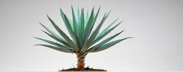 Agave plant isolated on pure white background , light, succulent