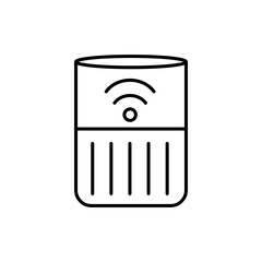 Smart dishwasher icon with wireless signal, perfect for connected kitchen visuals, appliance branding, and automation interfaces. Line icon in vector with editable stroke