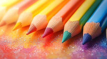 Collection of colored pencils ideal for creative education-themed powerpoint background and design