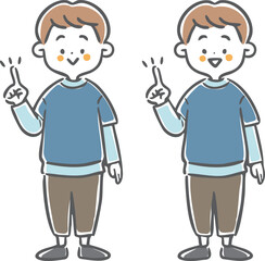 指差しをする男の子　全身　ベクター