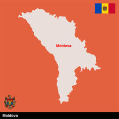 Moldova country map vector isolated on transparent background
