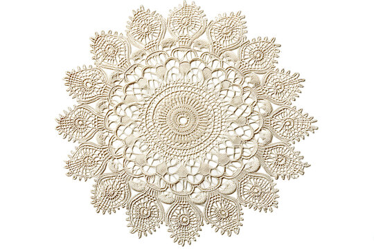 Elegant Beige Crochet Doily Intricate Design Beautiful Handmade