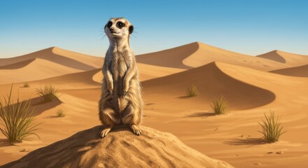 Meerkat on desert dune