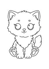 Kawaii Kitten Coloring Page – Cute Line Art Printable for Kids, Preschool, and Kindergarten Activities