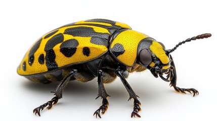 Naklejka premium Stunning Close-Up of a Yellow and Black Beetle