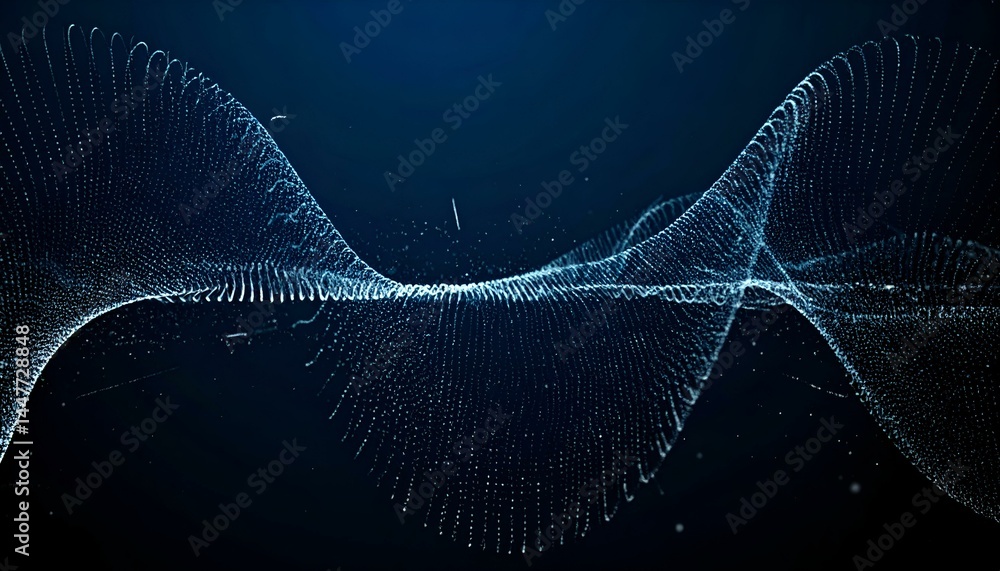 Poster abstract blue particle wave, digital art, technology background, futuristic design. image name abstr