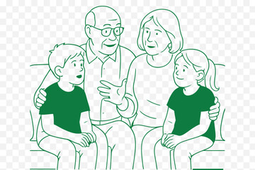 Grandparents Telling Stories Minimalist Family Storytelling Scene