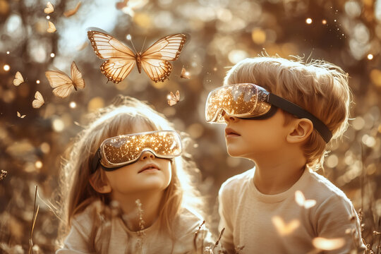 Children Exploring Magical Forest in Augmented Reality with Butterflies