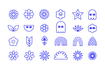 Fototapeta premium Minimalist Vector Set. Abstract Flowers, Doodles, Scribbles and Shapes for Branding, Packaging, Prints, Backgrounds & Social Media Aesthetic Design Elements