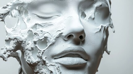 Naklejka premium Half of a face with a surreal melting effect