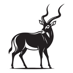 Sharp-edge antelope silhouette vector tailored for graphic clarity – antelope silhouette – antelope vector – antelope illustration – silhouette of antelope

