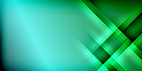 Obraz premium Abstract background features vibrant green, turquoise lines. Dark areas contrast bright gradients, creating dynamic visual effect.