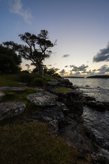 Rocky cliff around the coast with clear sky.