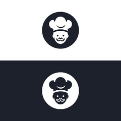 old man chef hat restaurant food app logo vector illustration template design