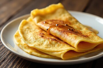 Golden-brown crepes, neatly folded, ready to serve , bakery, wheat