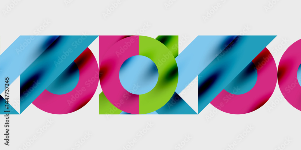 Aufkleber Abstract colorful shapes overlap, creating dynamic visual pattern. Bright hues contrast against dark background. Modern design element.