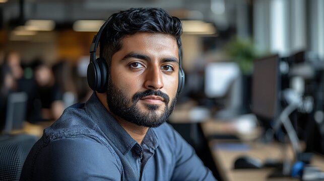 Focused employee in a modern office setting