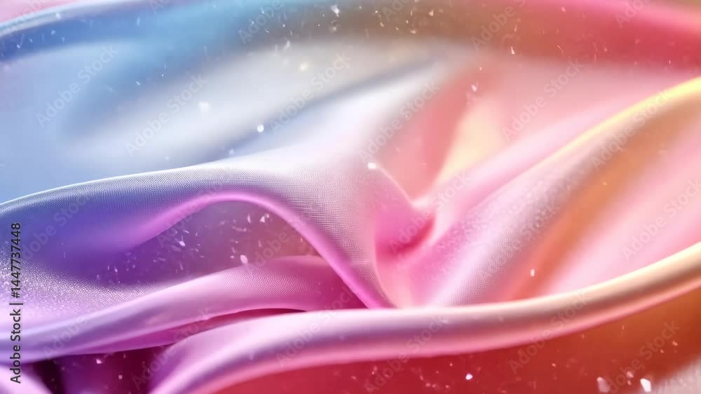 Poster vibrant fabric waves with snow animation in soft color gradient