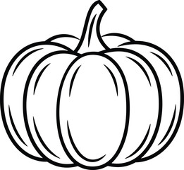 Thanksgiving Pumpkin Line Art Vector – Autumn Harvest Outline Illustration