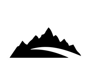 Mountain silhouette logo with a road