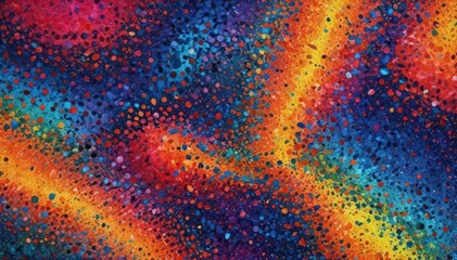 Abstract pointillist artwork with vibrant, distorted sections, close up, digital art