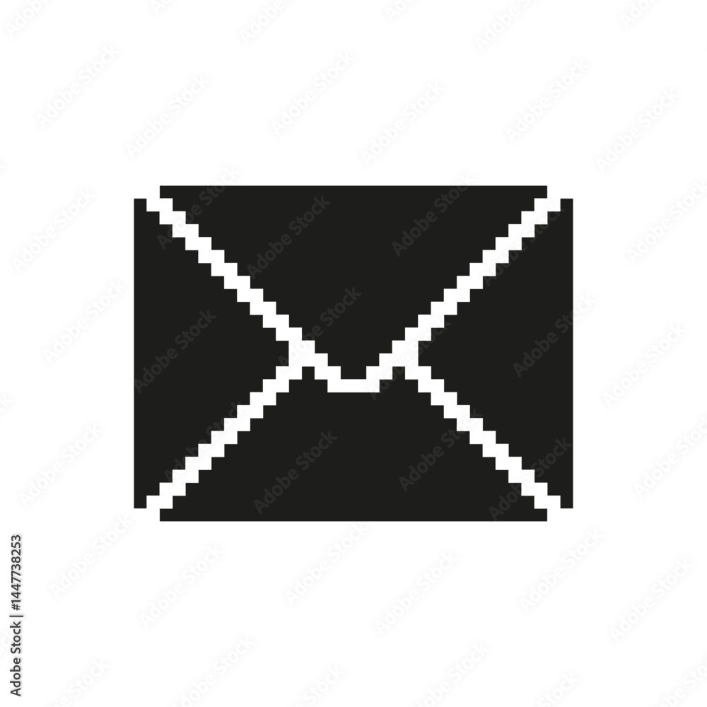 Poster pixel art envelope icon. email communication and messaging symbol. digital correspondence and mail r
