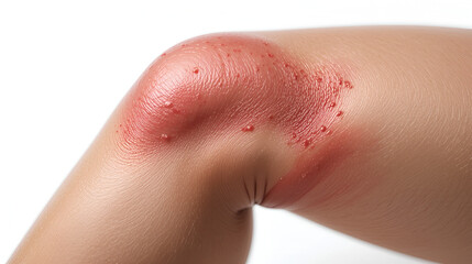 Fototapeta premium female injured leg with swelling and hematomas, isolated on white background