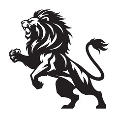Savage attacking lion silhouette vector prepared for forward charge – attacking lion silhouette – attacking lion vector – attacking lion illustration – silhouette of attacking lion

