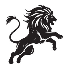 Unleashed attacking lion silhouette vector captured in fast motion – attacking lion silhouette – attacking lion vector – attacking lion illustration – silhouette of attacking lion

