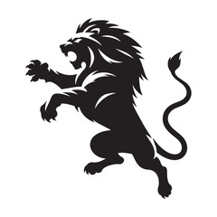 Ferocious attacking lion silhouette vector drawn in mid-assault – attacking lion silhouette – attacking lion vector – attacking lion illustration – silhouette of attacking lion

