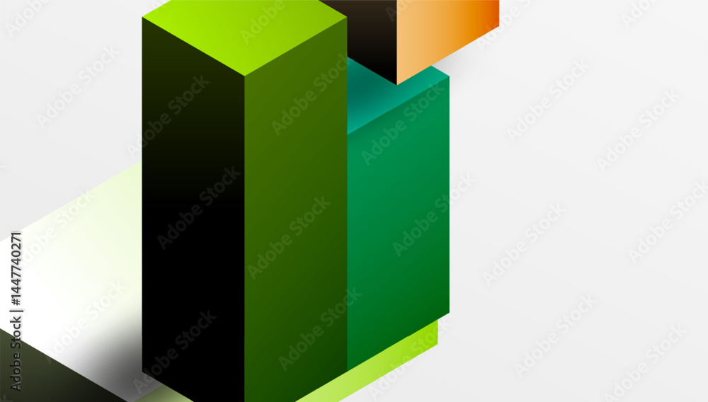 Poster abstract geometric shapes overlap, creating layered visual effect. greens, browns, orange dominate n