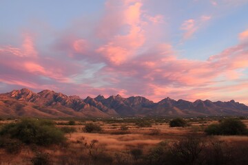 Pink Purple Sunsets in Desert Mountains
