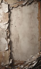 Obraz premium Distressed surface with layered, torn poster fragments, creating a textural background , texture, material