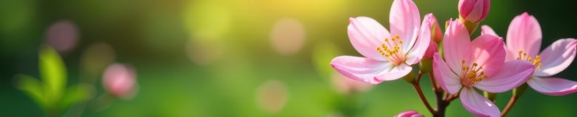 Delicate pink flower blossoms in peaceful garden nook , plant, delicate