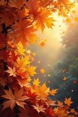 Obraz premium Golden autumn leaves swirl, creating a vibrant, abstract background , stock photo, overlay