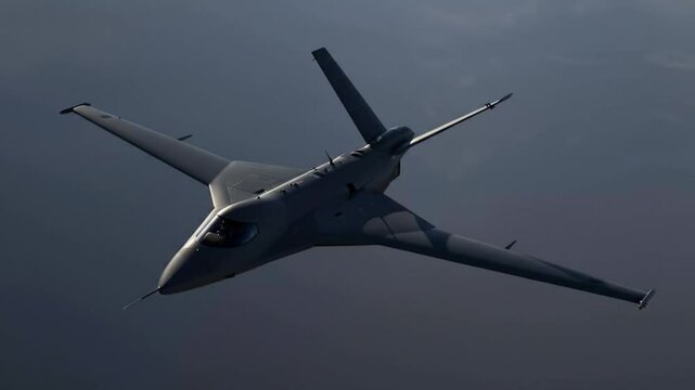 B-2 bomber Northrop Grumman X47B drone in flight for military, technology, aviation, defense, and aerospacethemed projects or presentations.