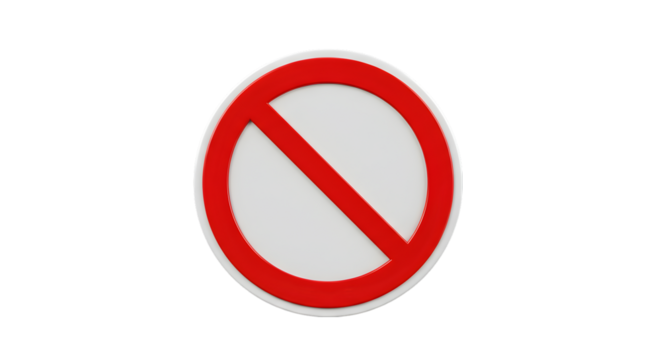 Prohibition Symbol: No Entry Sign on transparent background