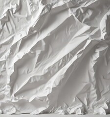 Fototapeta premium Intensely textured white crumpled poster backdrop Sharp, deep wrinkles and shadows , background, crumpled