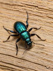 Bark gnawing Beetle Larva on Wood Surface