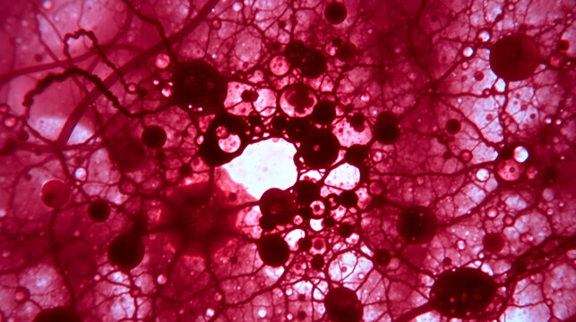 Caseation of human tuberculosis granuloma, light micrograph, photo under microscope. Caseous necrosis, necrotizing granulomatous inflammation